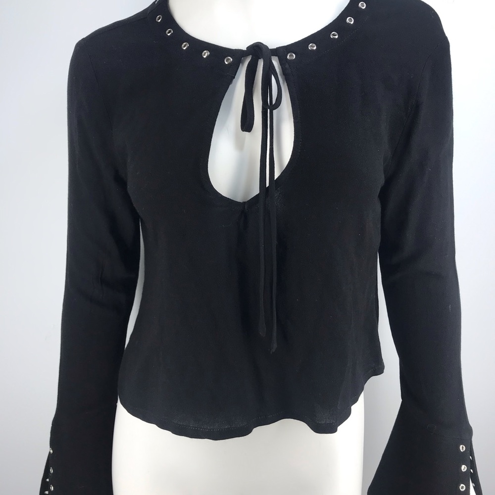 Lulus Lucky Ones Black Keyhole Crop Top Small BoHo